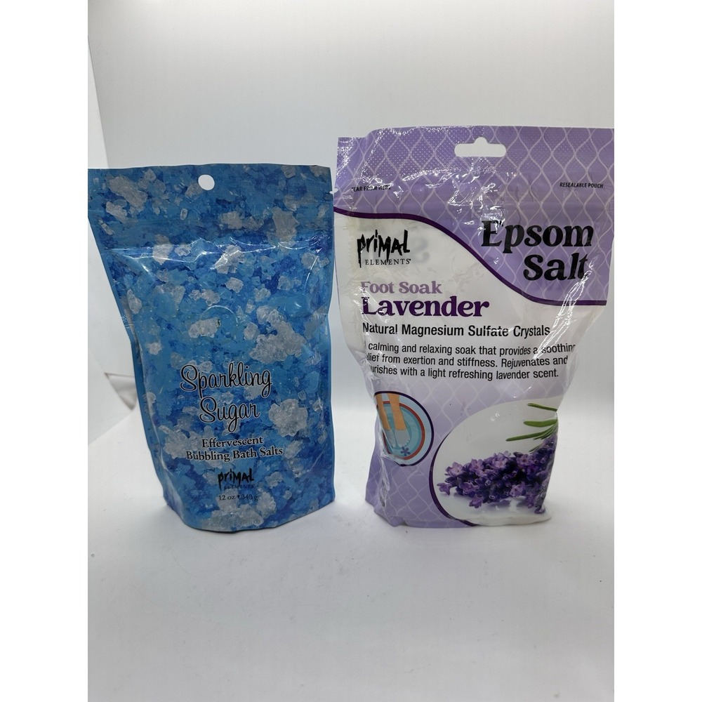 Primal Elements Bath & Foot Soak Set Sparkling Sugar Lavender Epsom Salt‎
